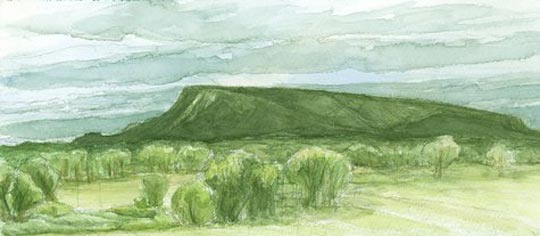 Storm Over The Mesa - Watercolor