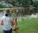 Laura Ibbotson painting plein air in Cedarburg Wisconsin